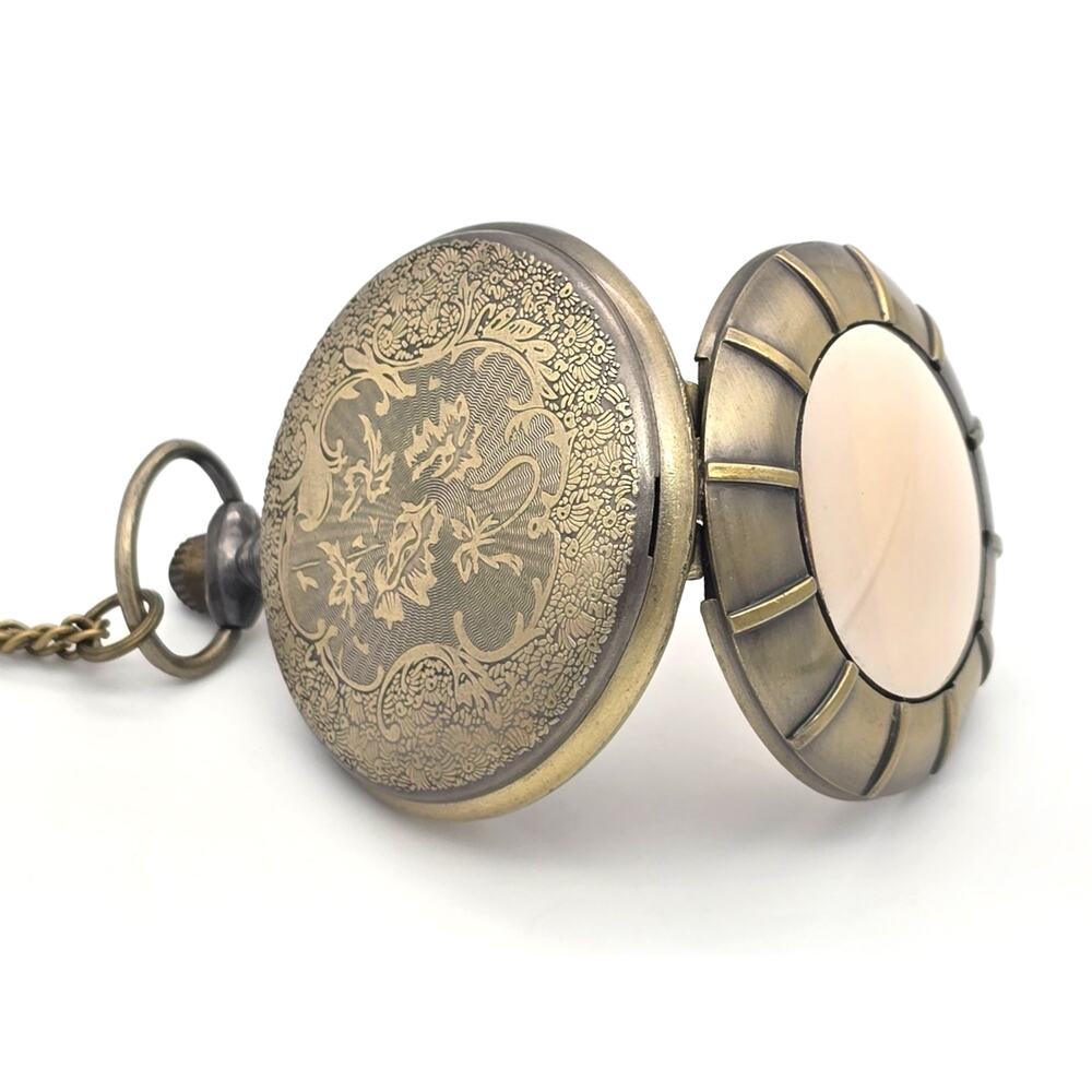 Golden Sundial Pocket Watch - Vintage Roman Numeral Antique Bronze Timepiece - Picture 4 of 10